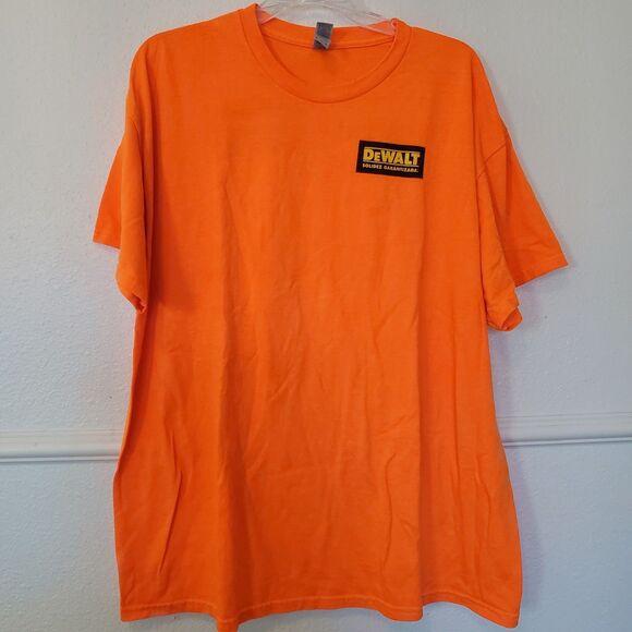 Dewalt Power Shift T-shirt Mens Sz XL Orange Cotton Gildan Front And Back Print - Picture 1 of 11